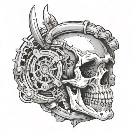turbo and parts riping skin glass bones tattoo design idea