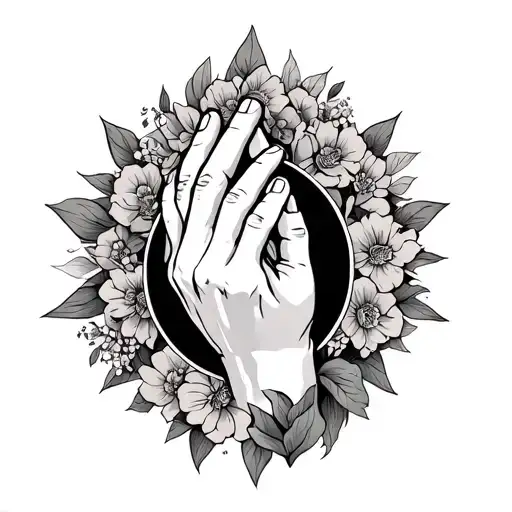 praying hands shading around  tattoo design idea
