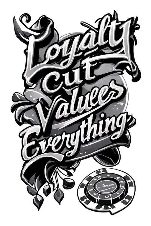 "Loyalty cut values everything " Casino Games tattoo design idea