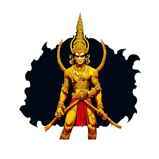 golden Thai warrior tattoo design idea