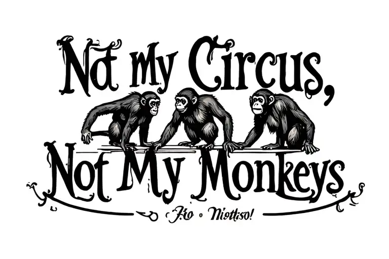 "Not my Circus, Not my monkeys" Circus monkeys engaged in activities tattoo design idea