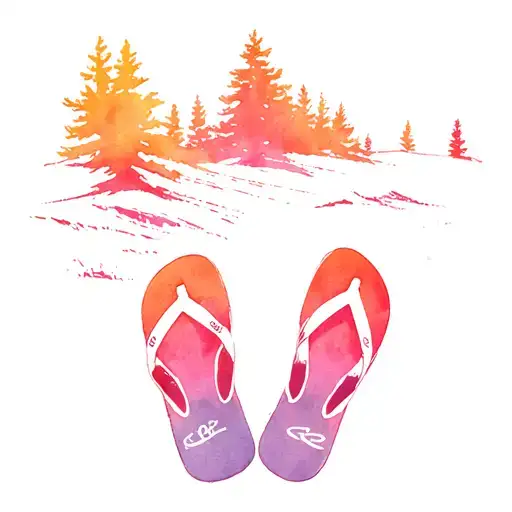 snowboarding, flip flops, camping, tattoo design idea