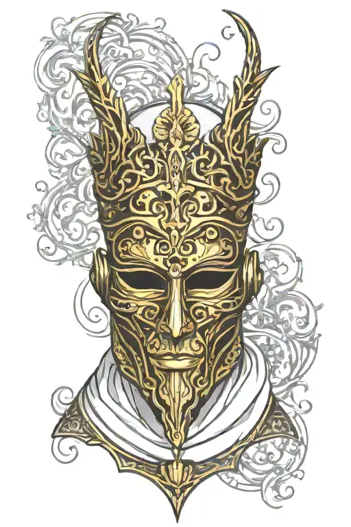 king baldwin iv metal mask without crown tattoo design idea