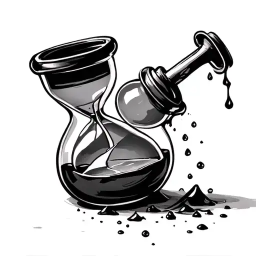 broken hourglass leaking potion bottle tattoo design idea