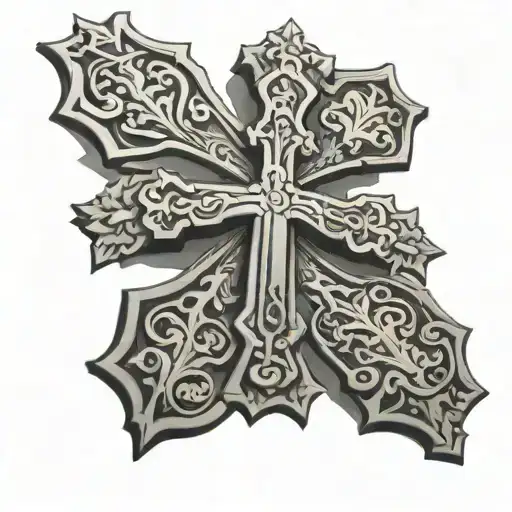 orthodox cross with ornate background tattoo design idea