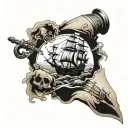 pirate and ocean theme leg sleeve tattoo design idea