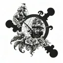 pirate and ocean theme leg sleeve tattoo design idea