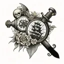 pirate and ocean theme leg sleeve tattoo design idea
