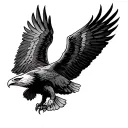 Traditional Eagle flying wings outstretched facing left side tattoo design idea