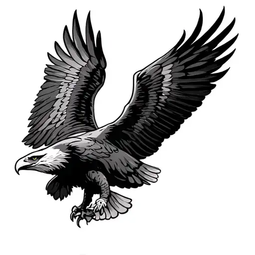 Traditional Eagle flying wings outstretched facing left side tattoo design idea
