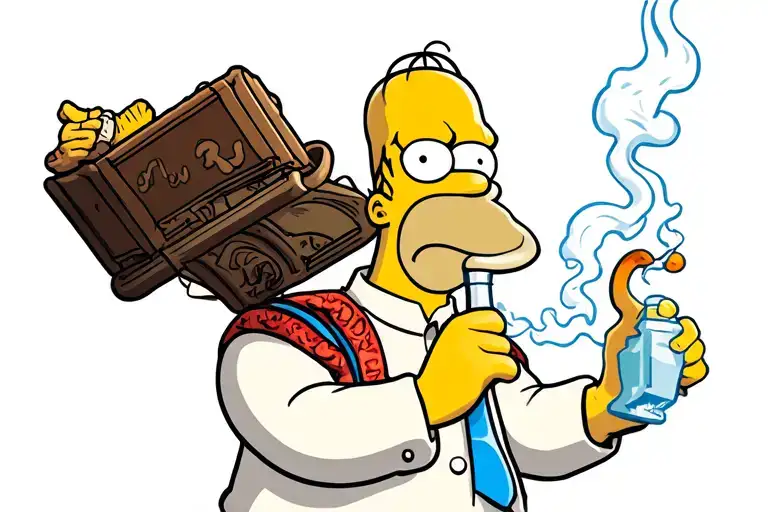 ganster homer simpson smoking a joint tattoo design idea