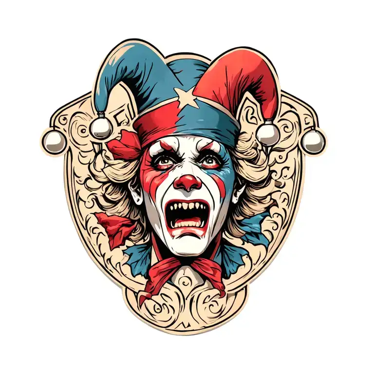 crying jester tattoo design idea