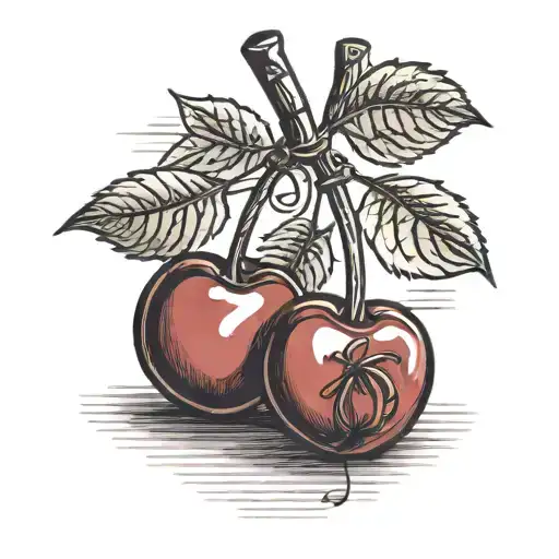 two cherries tied tattoo design idea