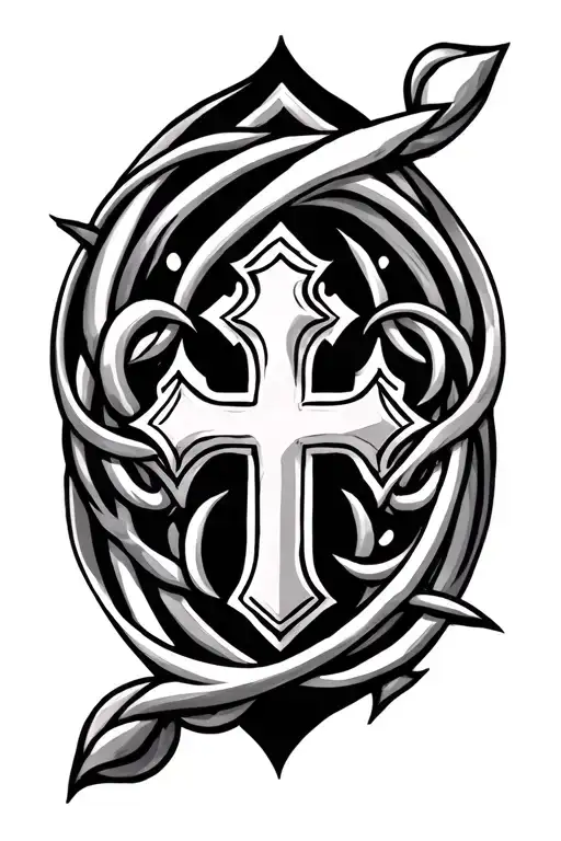 spanish tribal with cross intertwined tattoo design idea