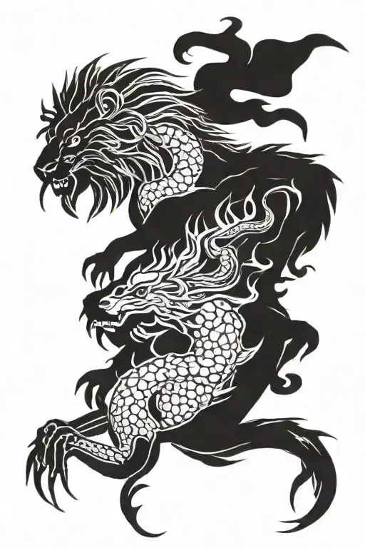 scorpion and lion tattoo design idea