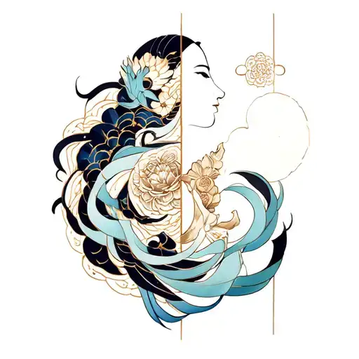 Gemini and Aquarius patern geometrical tattoo design idea