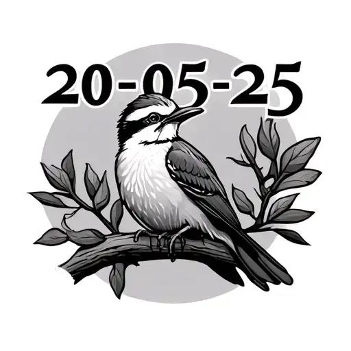 "20-05-25" kookaburra sitting on a branch wrapped tattoo design idea