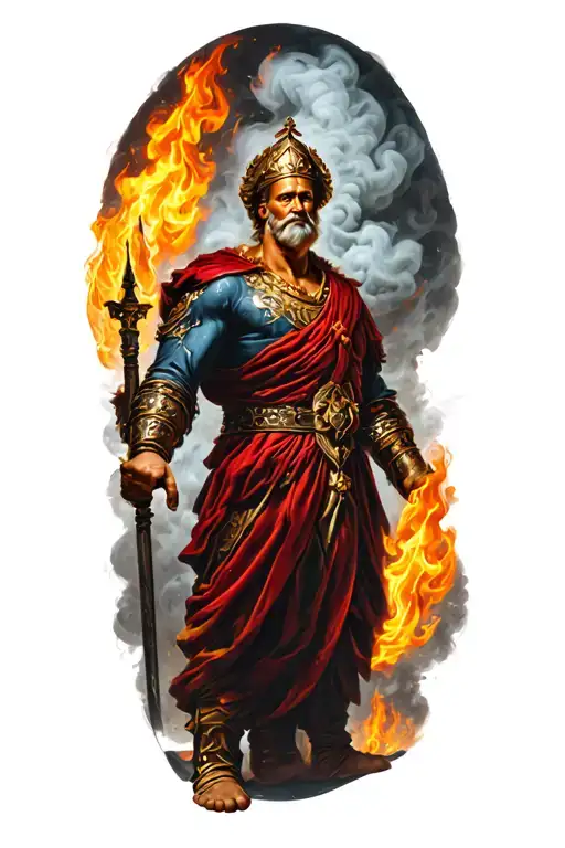 saint florian fire and smoke tattoo design idea