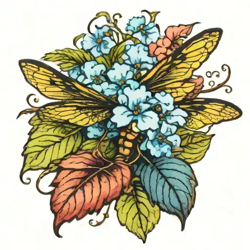 dragonfly blue hydrangeas water splash tattoo tattoo design idea