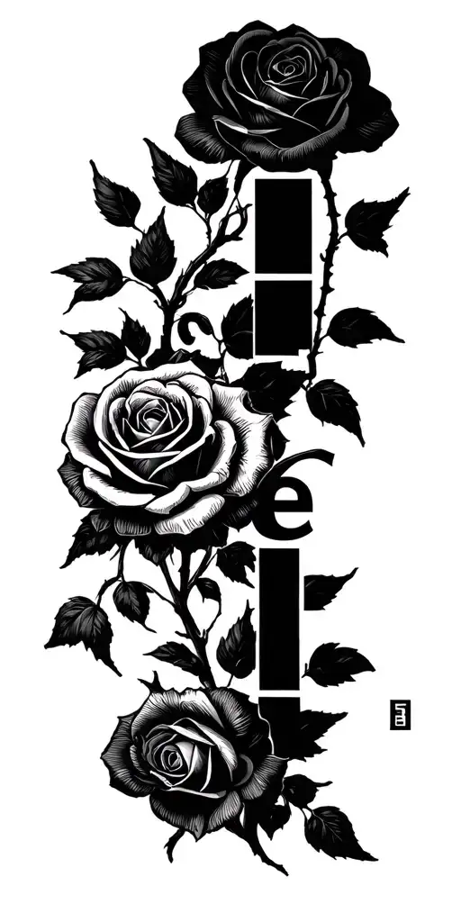 "Nontell" roses and vines tattoo design idea