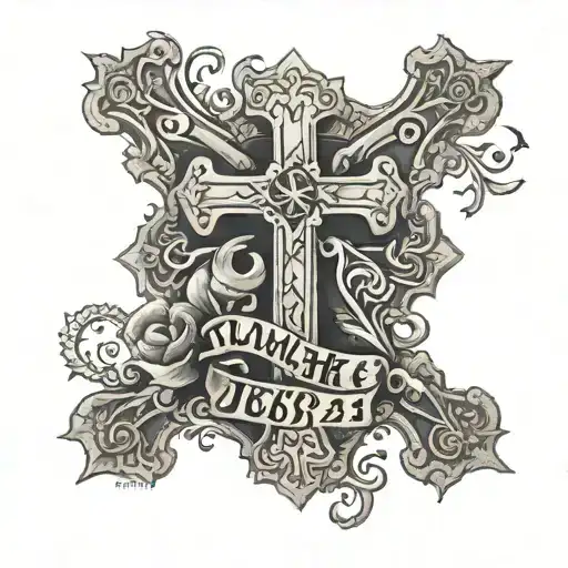 a cross with the verse luke 1:37 bible verse tattoo design idea