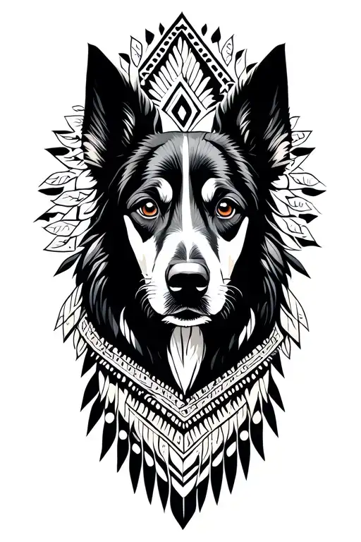 Native American Style Dog tattoo design idea