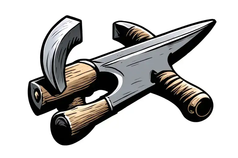 hammer and anvil tattoo design idea
