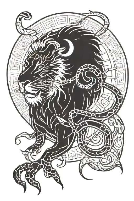 zodiac signs Lion, Scorpion, Cancer zodiac symbol tattoo design idea