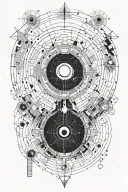 black hole surrounded by circuitry tattoo design idea