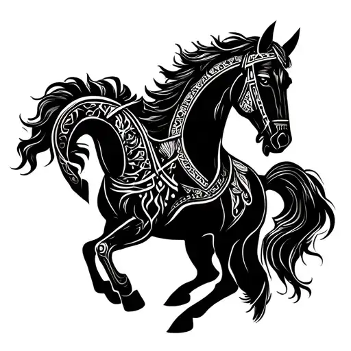 vikings horse tattoo design idea