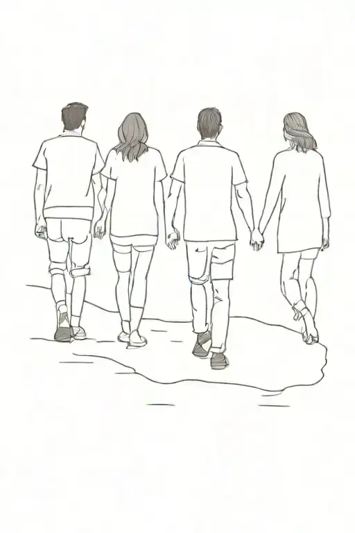 3 friends walking tattoo design idea