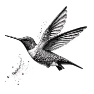 Humming bird rising from ashes tattoo design idea