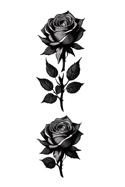 single rose with 3 thorns tattoo design idea