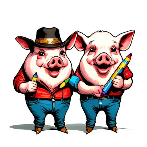 piggie and gerald characters by mo williams holding crayons tattoo design idea