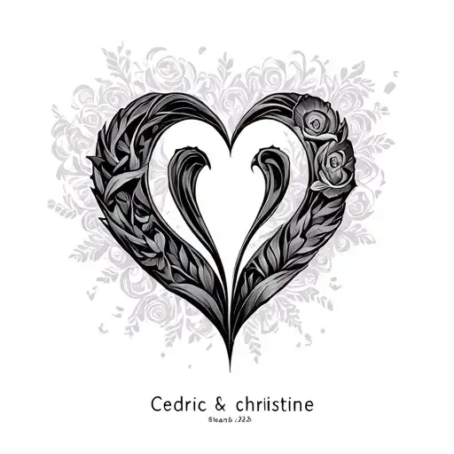 in a form of a symbol, show unconditional love between Cedric & christine since 8 march 2025,  tattoo design idea