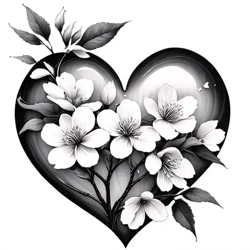 Cherry Blossom Heart tattoo design idea
