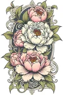 art nouveau, peony tattoo design idea