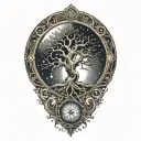 tree of life with day and night motifs tattoo design idea