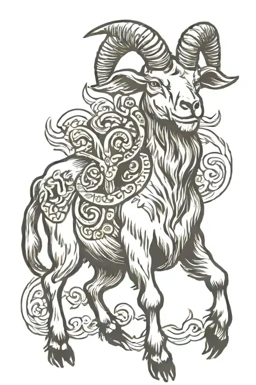 angry fighting goat, traditional style tattoo tattoo design idea