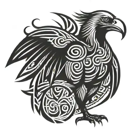 vulture profile wings out strecthed in front tattoo design idea