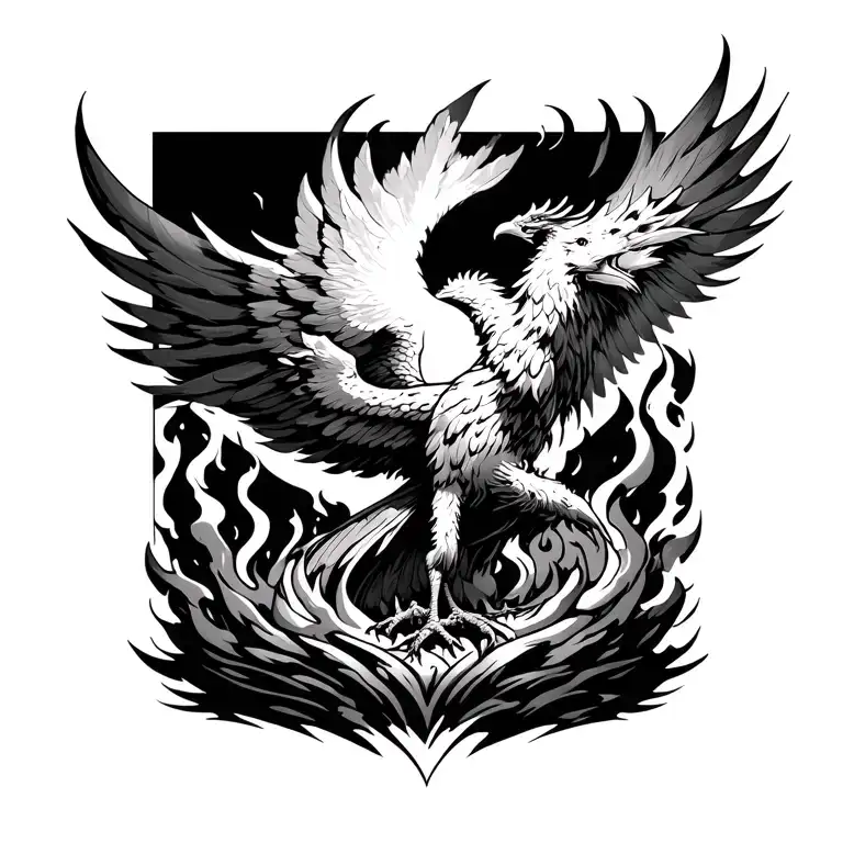 Phoenix rising from ashes tattoo design idea
