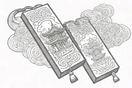 a pagoda coming out of the omamori charm tattoo design idea