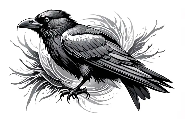 Ornamental raven abstract design tattoo design idea