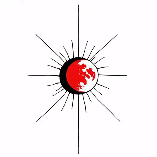 black sun with red moon inside tattoo design idea