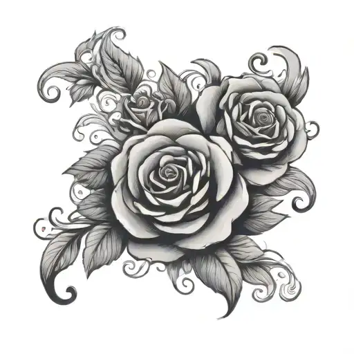heaven clouds, rose flowers, and flames of fire.  tattoo design idea