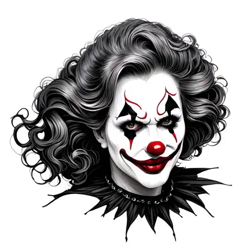 a killer clown woman tattoo design idea