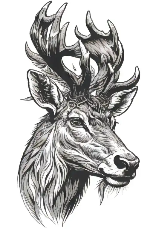 stag head tattoo design idea
