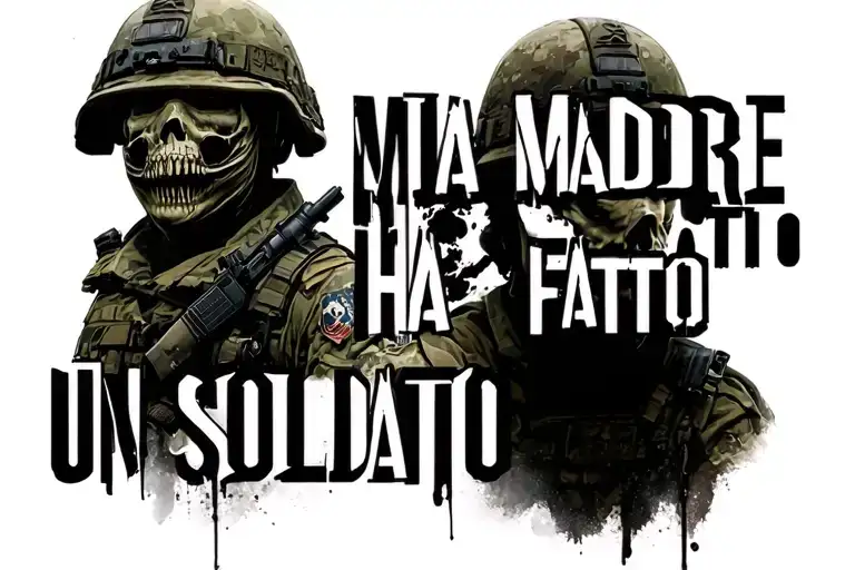 "mia madre ha fatto un soldato " soldier of call of duty ghost face tattoo design idea