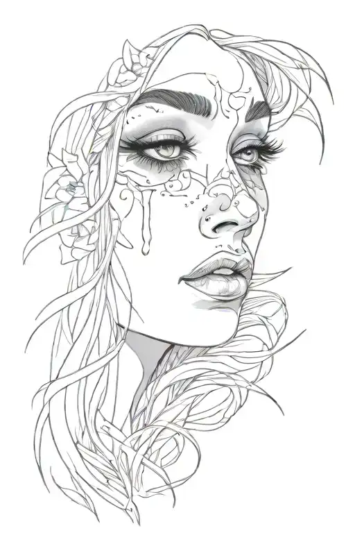 eye crying woman tattoo design idea