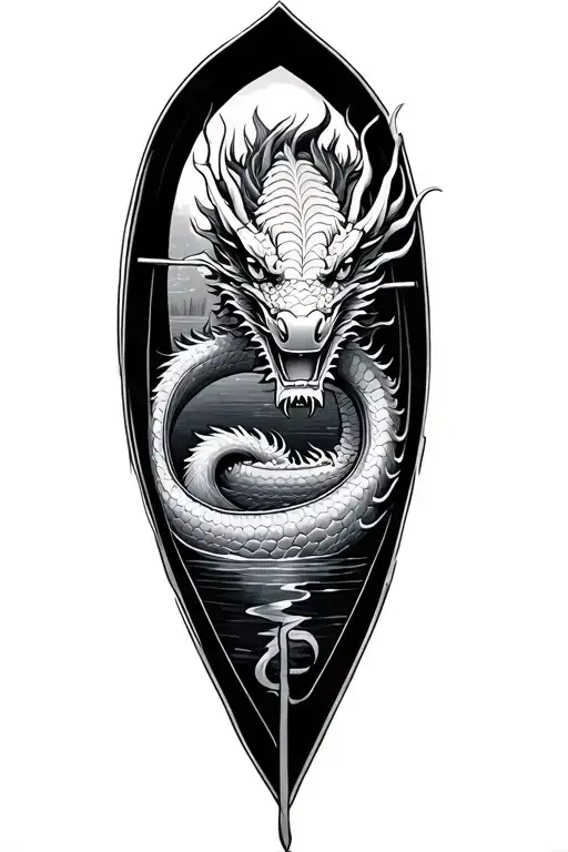 dragon boat inside representing the client's tattoo design idea